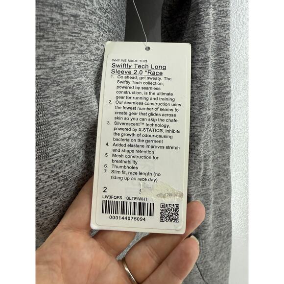 Lululemon Swiftly Tech Long Sleeve 2.0 Race Grey Size 2 - Picture 4 of 6